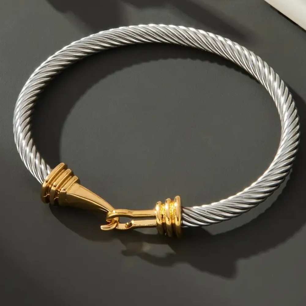 Elegant Silver and Gold Twist Bracelet